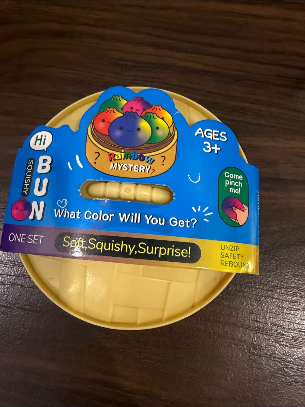 Rainbow Mystery Squishy Bun Toy - Yellow